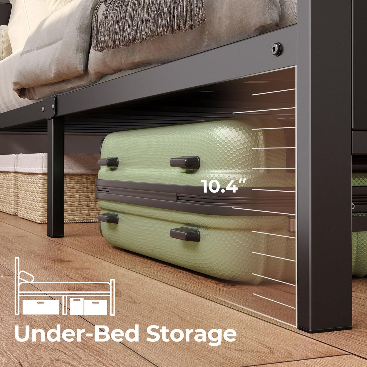 Rolanstar Twin Bed Frame with Headboard, LED Bed with Bookcase Storage and Charging Station, Metal Platform Bed with Glass Shelves, No Box Spring Needed, Noise-Free, Black Rolanstar