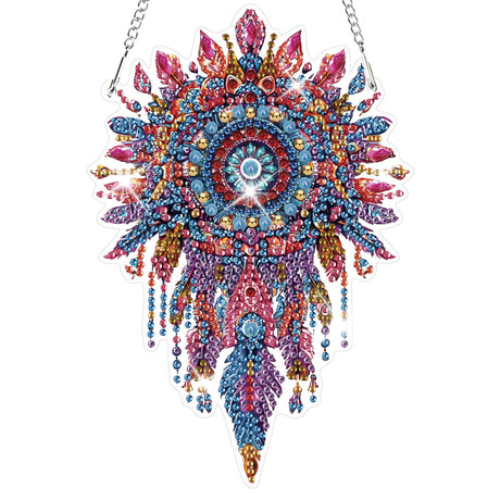 HEIBAGO Dreamcatcher Hanging Diamond Art Kits for Adults, Special Shaped Crystal Diamond Painting Ornament Kit, DIY Double-Sided Pattern Window Pendant Gem Art Kit for Home Wall Decor 8.3x8.3inch HEIBAGO