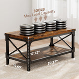 Rectangle Coffee Tables for Living Room, Wood Rectangular Coffee Table, 2 Tier Industrial Modern Center Table with Thickened Tabletop and Metal Frame, 40 inch Long (Rustic Brown) AntsandAnts