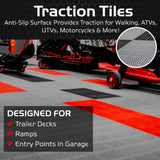 Caliber ProTech XT Garage Flooring and Trailer Deck Traction Tiles, 9” x 18” Interlocking Tiles, Red, 24-Pack Caliber
