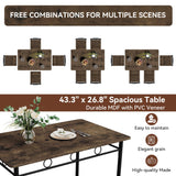 Vipbear Kitchen Dining Table Set for 4, 5-Piece Kitchen Table Set,Dining Room Table Sets,Rectangular Kitchen Table Set with 4 Chairs for Small Space, Dinette,Apartment, Rustic Brown Vipbear