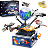 CUBIMANA Planet Rotatable Space Sets with Light - Earth & Moon Space Exploration Building Toys with Shuttle Spaceship Science Kits Building Blocks Gifts for Kids Age 8+ Years Old Boys Girls(554 PCS) CUBIMANA