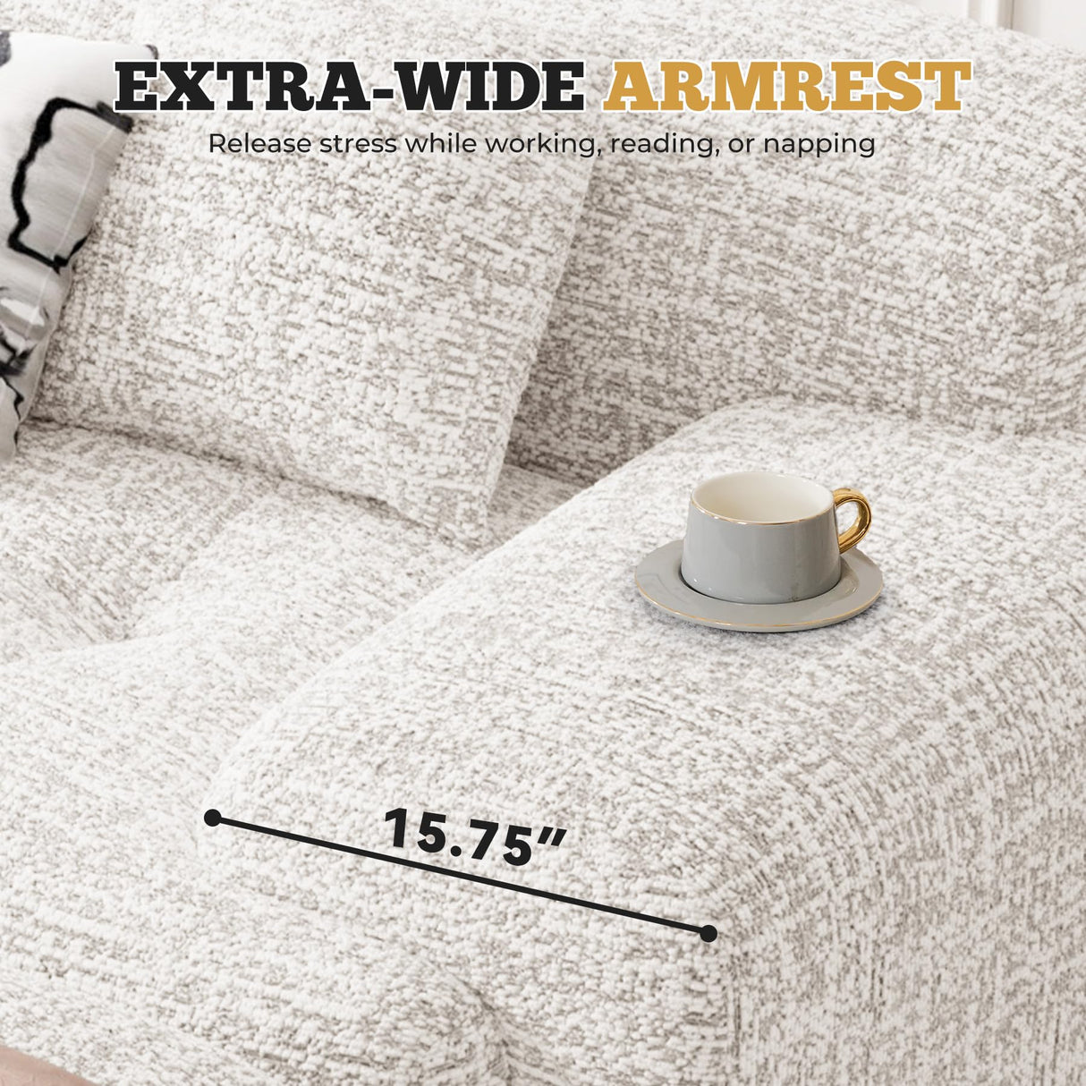 122" Modern L Shaped Modular Sectional Sofa, Boneless Couches for Living Room with Ottoman,4 Seater Convertible Chenille Cloud Couch Sofa Set, No Assembly Required, Beige 1 PCS Luxanimarion