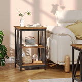 Bigbiglife Living Room Coffee Table Set of 3, Industrial Triangular-Design Coffee Table and 2 End Side Tables, 3 Piece Living Room Table Set with Large Storage for Apartment Home (Rustic Brown) Bigbiglife