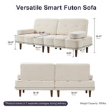 Furnify Cloud Couch, 76" Loveseat Sofa Bed with Removable Armrest, Boucle Sherpa Sofa Bed, Comfy Upholstered Sleeper Sofa for Living Room, Bedroom, Office, Beige Teddy Furnify