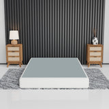 Greaton, 8-Inch Sturdy Box Spring for Mattress Support-Durable and Easy to Assemble Natural Wood Foundation for Full, White Greaton