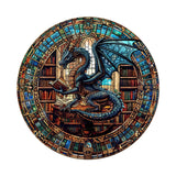 KAAYEE Wooden Puzzles for Adults-Dragon Library Wooden Jigsaw Puzzle Unique Shape Wooden Puzzle Wood Puzzle for Adults,Family Puzzles for Aduls (M-11.4 * 11.4in-200pcs) KAAYEE
