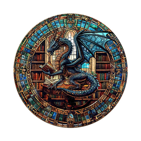 KAAYEE Wooden Puzzles for Adults-Dragon Library Wooden Jigsaw Puzzle Unique Shape Wooden Puzzle Wood Puzzle for Adults,Family Puzzles for Aduls (M-11.4 * 11.4in-200pcs) KAAYEE
