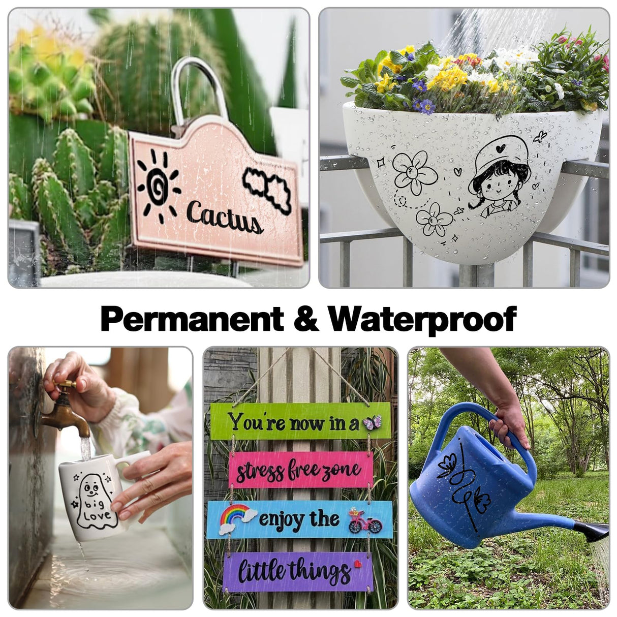 DAPAWIN Black Paint Pen Permanent Markers Waterproof -4 Black paint markers,paint marker for Metal,Rocks,Wood,Plastic,Tire,Glass,Fabric,label,Medium Tip,Oil Based Paint Markers Black Markers Permanent DAPAWIN