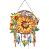 CEOVR Sunflower Diamond Painting Hanging Ornament, Dream Catcher 5D Special Shape Diamond Art, Crafts for Adults DIY Gem Art, Acrylic Home Garden Window Wall Decor with Chain, Box Kit, 6.2×7.8in CEOVR