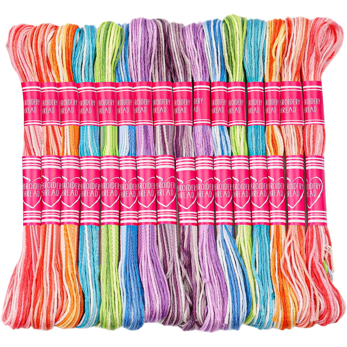 16 Skeins Colorful Series Embroidery Floss, 8m Cotton Cross Stitch Thread, Friendship Bracelet String Including Plastic Floss Bobbins, for DIY Making, Embroidery Crafts Dercuy