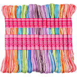 16 Skeins Colorful Series Embroidery Floss, 8m Cotton Cross Stitch Thread, Friendship Bracelet String Including Plastic Floss Bobbins, for DIY Making, Embroidery Crafts Dercuy