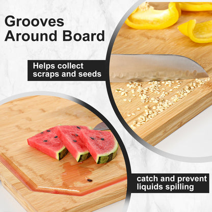 36 x 24 Extra Large Bamboo Cutting Board for Kitchen, Cutting Board Stove Top Cover with Handle, Butcher Block Chopping Board with Juice Groove,