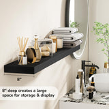 Fun Memories 48 Inch Floating Shelves - Fireplace Mantel Shelf - Deep Wall Mounted Wood Storage Shelf for Bedroom, Kitchen, Farmhouse - 1 Pack, Rustic Black Fun Memories