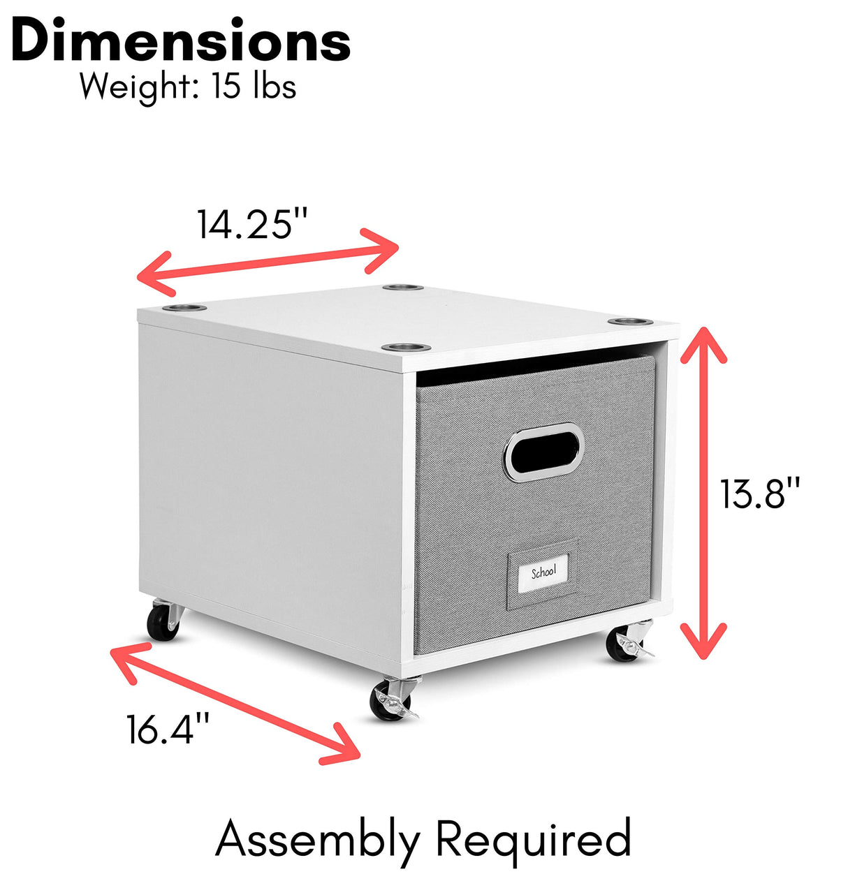 BIRDROCK HOME Decorative Rolling File Cabinet with Removable Storage Bin and Lateral Drawer BIRDROCK HOME