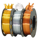 Shiny Silk Gold Silver Copper PLA Filament Bundle, 1.75mm 3D Printer Filament, Each Spool 0.5kg, 3 Spools Pack, with One 3D Printer Remove or Stick Tool MIKA3D MIKA3D