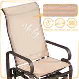 Yaheetech Outdoor Glider Chair, Lounge Rocking Chair with Sling Fabric and Steel Construction, Patio Swing Gliding Chairs for Porch Balcony Backyard, Beige, Set of 2 Yaheetech