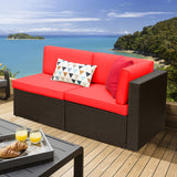 Devoko 2 Pieces Patio Furniture Sofa Sets Outdoor All-Weather Sectional Corner Sofa and Armless Sofa (Red) Devoko