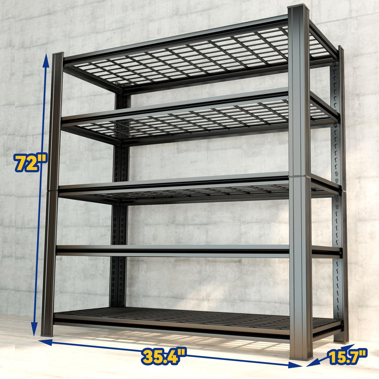 Notmise Garage Shelving Units and Storage, Heavy Duty Storage Shelves Adjustable Tall Shelf Steel Shelving for Industrial, Warehouse, Basement (Wire 72” H x 35.43” W x 15.75” D) Notmise