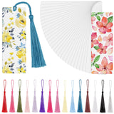 Fumete 30 Pieces Sublimation Blank Bookmark Heat Transfer Metal Aluminum DIY Bookmark with Hole and Colorful Tassels for Crafts, Birthday Wedding, Sublimation Blank Keychains, Single Sided Printing Fumete
