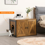 DWANTON Litter Box Enclosure, Cat Litter Box Furniture Hidden, Reversible Entrance Can Be on Left or Right Side, Wooden Cat Washroom Indoor, Warm Brown, 27.6 Inches Dwanton