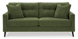 Signature Design by Ashley Bixler Mid-Century Modern Tufted Sofa with 2 Toss Pillows, Green Signature Design by Ashley