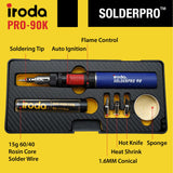 IRODA SOLDERPRO Butane Soldering Iron Kit Multi-Purpose 3-in-1 25-80W Pro Cordless Soldering Iron Box Set - Self-Igniting & Adjustable Flame, DIY Gift - Taiwan (90K) Iroda