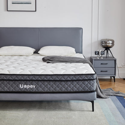 Uapev Queen Mattress,12inch Thickness Mattress in A Box,Memory Foam Hybrid Mattress,with Individual Pocket Spring for Motion Isolation & Silent Sleep,Pressure Relief,Plush Texture.