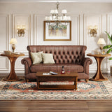 Tribesigns Round End Side Table: Wood Sofa Chair Side Table Set of 2, Mid-Century Bedside Nightstand for Bedroom, Accent Table, Easy Assembly, Vintage Brown Tribesigns