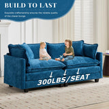 SoarFlash 71.6" Chenille Sectional Sofa, Comfy Modular Loveseat Sofa, Modern 2-Seat Couch Deep Seat Sofa Set for Living Room,Blue SoarFlash
