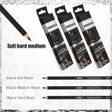 Geyoga 180 Pcs Professional Charcoal Pencils Drawing Set Soft Medium and Hard Charcoal Sketch Drawing Pencils for Beginners Artists Shading Sketching Geyoga