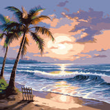 ARPADAMO Adults Beginners Paint by Number Kits,Coconut Tree Beach Sunset Scenic Painting by Number Kits On Canvas,Without Frame DIY Oil Painting Acrylic Paints, Home Wall Decor Gift 15.6×15.6in ARPADAMO