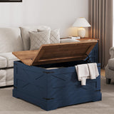 BestHaped Farmhouse Coffee Table with Hidden Storage, Navy Blue Square Coffee Table for Living Room, Wood Large Center Table with Hinged Lift Top for Home, Office BestHaped