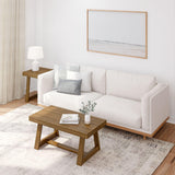 Plank+Beam Classic Rectangular Coffee Table, 40 Inch Farmhouse Coffee Table, Mini Center Tables for Small Spaces, Small Living Space Tea Table, Pecan Wirebrush Plank+Beam