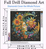 Sun and Moon Diamond Art Painting Kits for Adults - Round Full Drill Diamond Dots Paintings for Beginners, 5D Paint with Diamonds Pictures Gem Art Painting Kits DIY Crafts Project Kits 14x14inch HOIYLDS