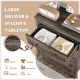 AMERLIFE 5 Drawers Dresser for Bedroom, Farmhouse Wooden 47" Tall Dresser for Closet, Natural Texture Chest of Drawers for Bedroom, Living Room, Hallway and Entryway, Rustic Grey AMERLIFE