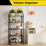 GIOTORENT 5-Tier Heavy Duty Garage Shelving Unit 750 lb Capacity, All-Carbon Steel Storage Rack for Laundry Room Organization, Kitchen Pantry Bathroom - Commercial Metal Shelves (Black) GIOTORENT