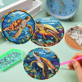 mrpwnle 8 Pack Turtle Diamond Art Coasters Kits, Sea Turtle Diamond Painting Coasters Kits Set with Holder Cork Pads, DIY Diamonds Art Non Slip Coaster Crafts Supplies Kit mrpwnle