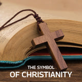 Natural Walnut Wood Cross Necklace for Men & Women - Medium Wood Cross Pendant Necklace for Men and Women - Medium Wooden Cross for Car Mirror - Religious Pendant Necklace Jewelry (1.8” x 1.1”) Holy Fringe