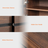 WAMPAT 3 in 1 Modern TV Stand for TVs up to 110 inch, Wood Entertainment Center TV Console with Storage Cabinets and Metal Base, Media Console for Living Room,Brown WAMPAT