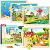 TQU Wooden Puzzles Toys for Kids Ages 4-6 3-5, Set of 4 Packs with 24-Piece, Farm, Zoo, Insects, Sea Animals Wood Jigsaw Puzzles, Preschool Educational Brain Teaser Toys TQU