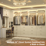 Besiost Closet System Set of 2, 4FT Closet Systems with 6 Wood Drawers, 48" Closet Organizer System with 2 Hanging Rods & 2 Shelves, Heavy Duty 48 Inch Walk-in Closet , White (48"L x 15" W x 80" H) Besiost