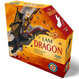 Madd Capp: I Am Dragon - 1000 Piece Dragon Shaped Jigsaw Puzzle, 41x20 Finished Size, Includes Educational Fun Fact Booklet, Fantasy Puzzle Madd Capp