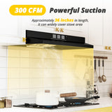 FIREGAS Black Range Hood 36 inch Under Cabinet, Ducted/Ductless Convertible Kitchen Hood, Black Painted Stainless Steel Vent Hood with LED Light,2 Speed Exhaust Fan FIREGAS
