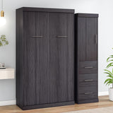 Ball & Cast Murphy Bed Twin Size Storage Cabinet Bed Frame with Wardrobe and Drawers,can be Folded,Metal Hideaway Bedframe W/Wood Slat Support,for Kids Bedroom,Student Dorms,Gray Ball & Cast