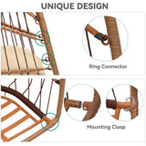 YITAHOME Hanging Egg Chair, Outdoor Patio Wicker Hammock Egg Chair Indoor with Cushion, Rattan Swing Chair 350lbs for Balcony, Garden Bedroom, Beige with Stand YITAHOME