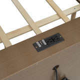 Full XL Over Queen Bunk Bed with Storage Cabinets and USB Ports, Solid Pine Wood Frame, Safety Guard Rails, No Box Spring Needed (Wood2, Full XL Over Queen) RUNNA