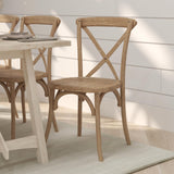 Merrick Lane Bardstown X-Back Bistro Style Wooden Dining Chair for Kitchens and Dining Rooms, High-Back Wood Stackable Kitchen Chair, Natural with White Grain Merrick Lane