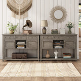 Vabches Farmhouse Entryway Table with Storage, 47" Modern Console Table with Sliding Barn Door & Drawers, Wood Rustic Sofa Table for Living Room, Entryway, Hallway, Washed Grey Vabches