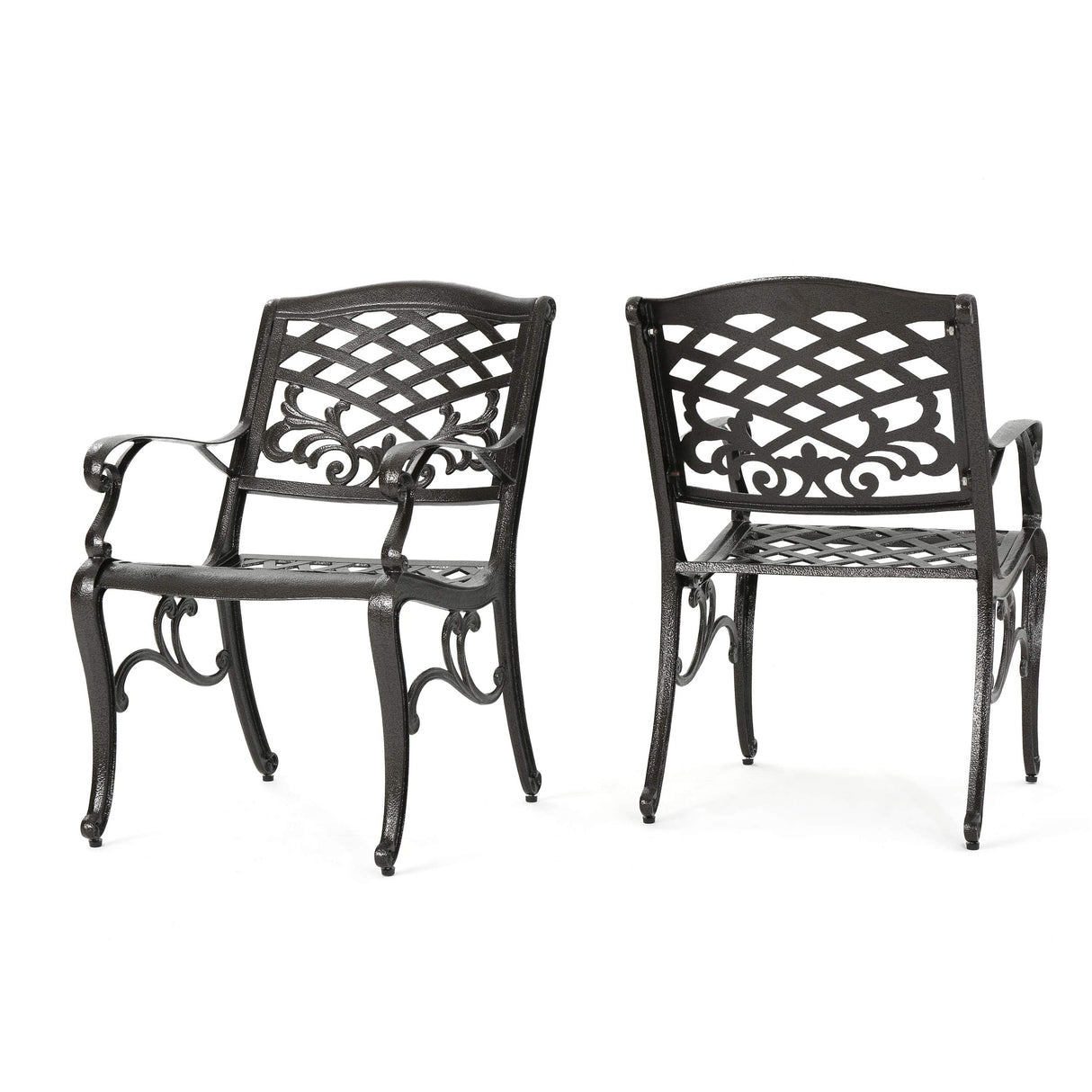 Christopher Knight Home Sarasota Outdoor Cast Aluminum Outdoor Chairs, 2-Pcs Set, Hammered Bronze Christopher Knight Home